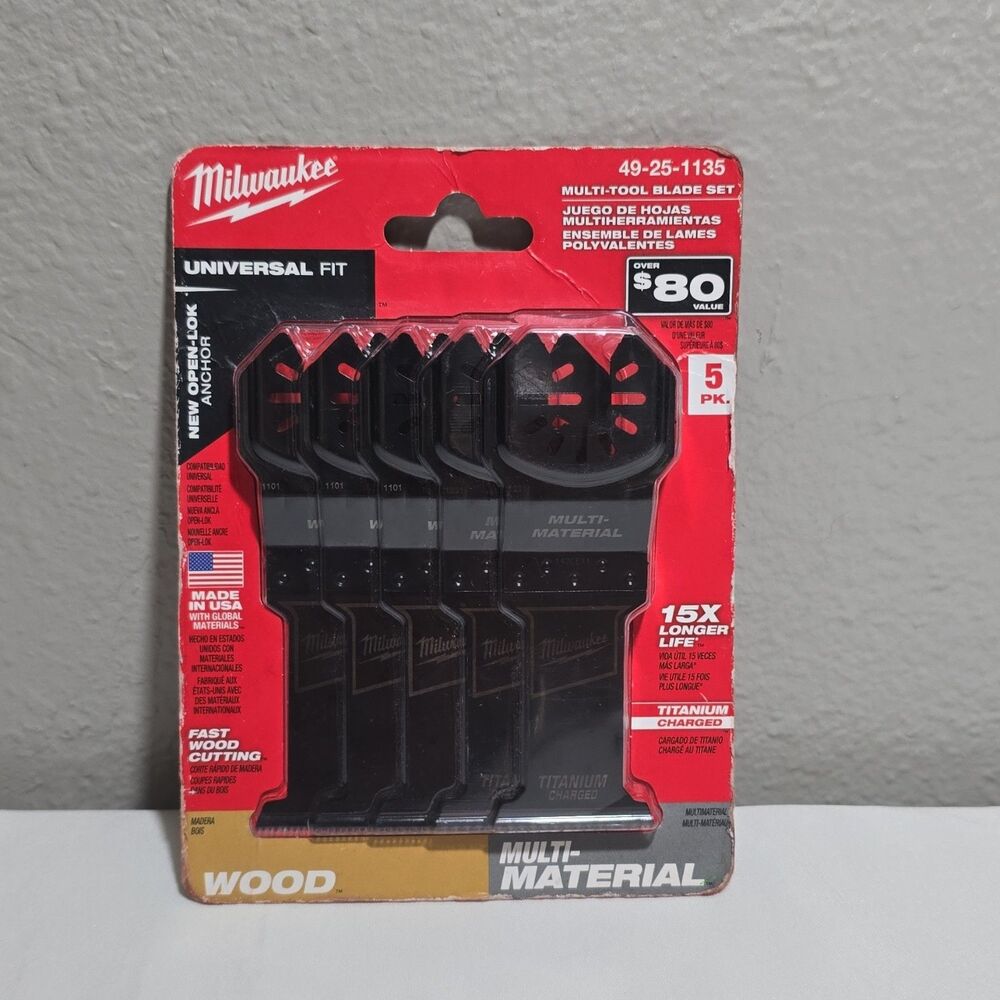 Milwaukee 49-25-1140 Oscillating Wood Plus  Multi-Tool Blade Kit - 5-Pack